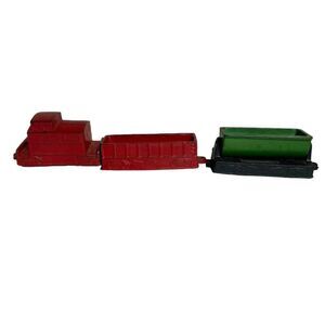 Vintage 1930's Arcor Toys Rubber Train Caboose 2 Cars As-Is Red Green